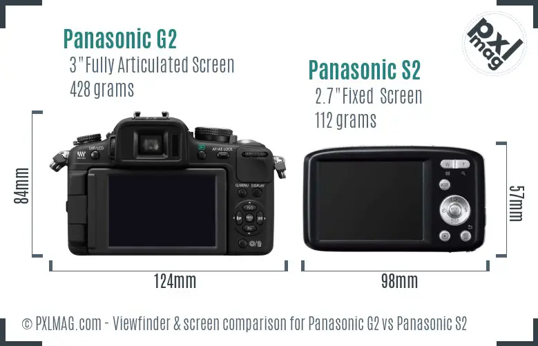 Panasonic G2 vs Panasonic S2 Screen and Viewfinder comparison