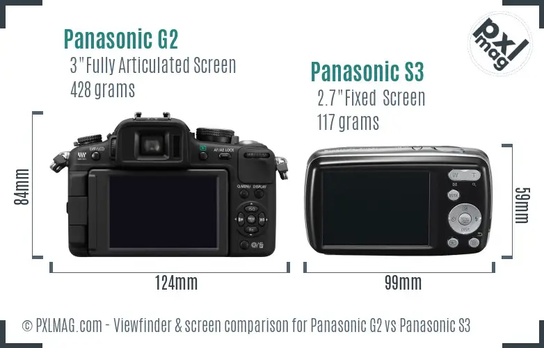 Panasonic G2 vs Panasonic S3 Screen and Viewfinder comparison