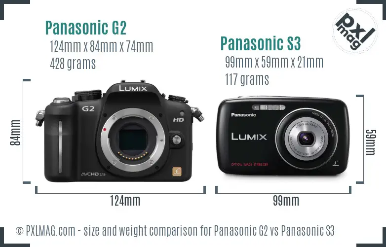 Panasonic G2 vs Panasonic S3 size comparison