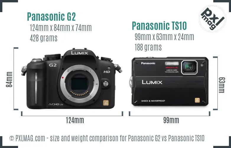 Panasonic G2 vs Panasonic TS10 size comparison
