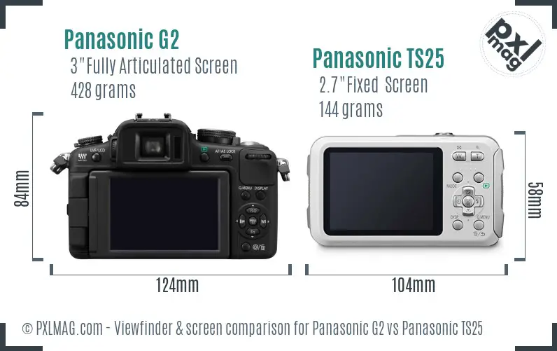 Panasonic G2 vs Panasonic TS25 Screen and Viewfinder comparison