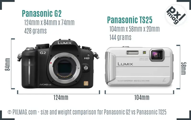 Panasonic G2 vs Panasonic TS25 size comparison