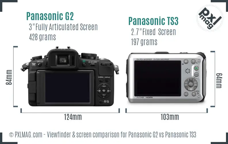 Panasonic G2 vs Panasonic TS3 Screen and Viewfinder comparison