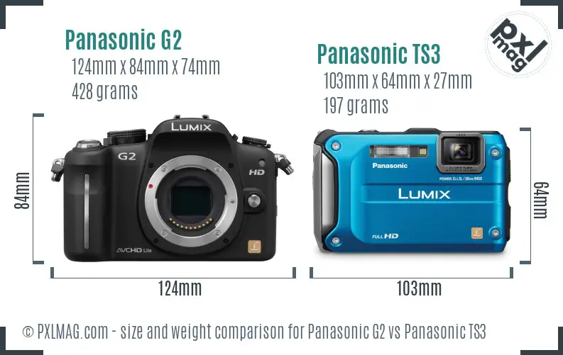 Panasonic G2 vs Panasonic TS3 size comparison