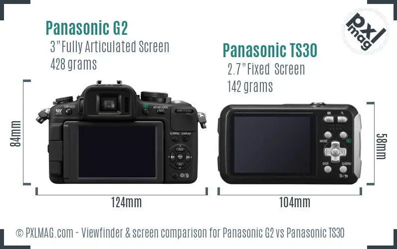 Panasonic G2 vs Panasonic TS30 Screen and Viewfinder comparison