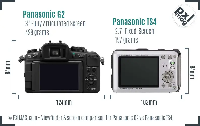 Panasonic G2 vs Panasonic TS4 Screen and Viewfinder comparison