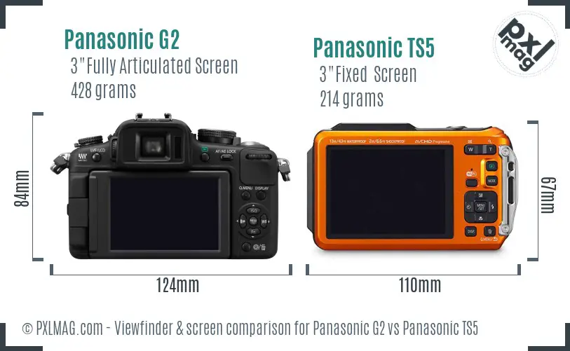 Panasonic G2 vs Panasonic TS5 Screen and Viewfinder comparison