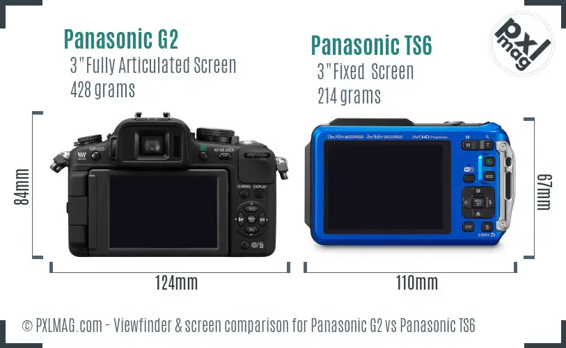 Panasonic G2 vs Panasonic TS6 Screen and Viewfinder comparison