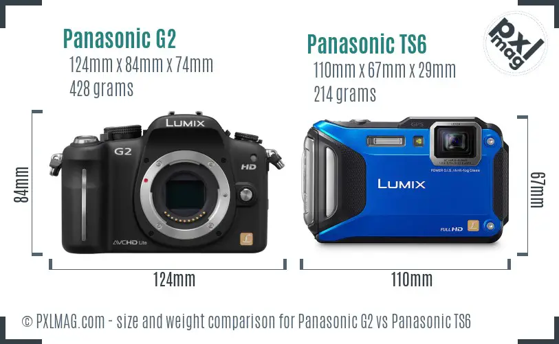 Panasonic G2 vs Panasonic TS6 size comparison