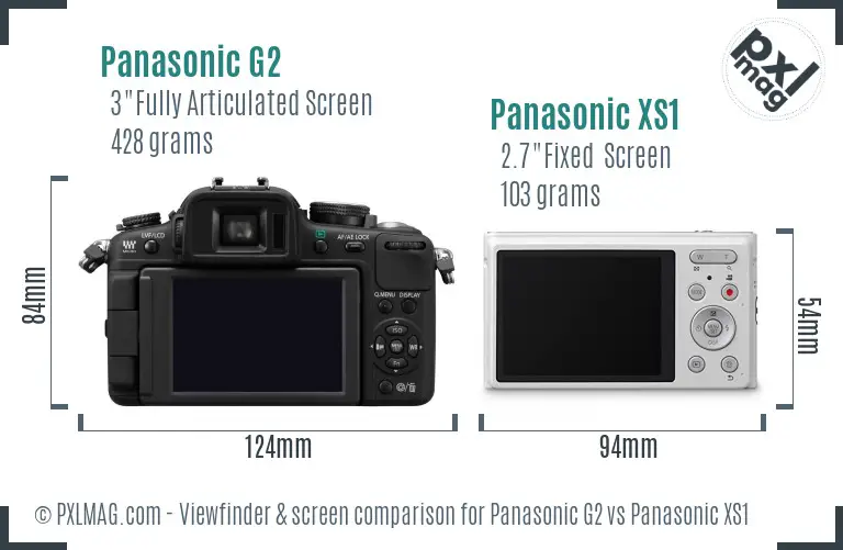 Panasonic G2 vs Panasonic XS1 Screen and Viewfinder comparison
