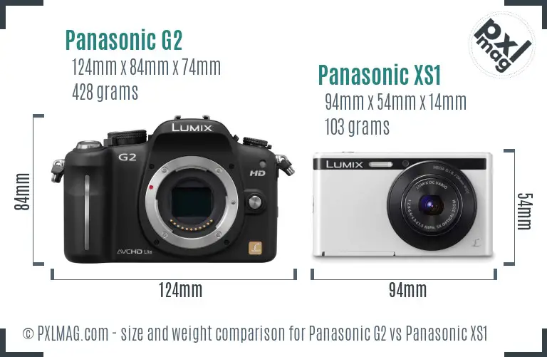 Panasonic G2 vs Panasonic XS1 size comparison