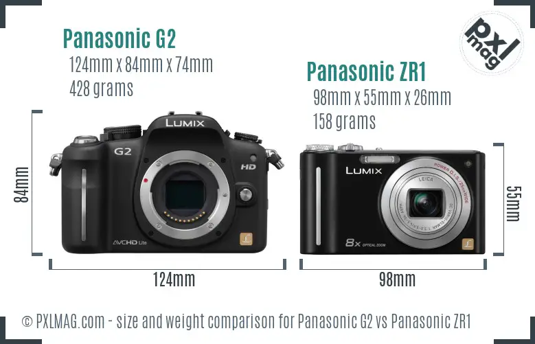 Panasonic G2 vs Panasonic ZR1 size comparison