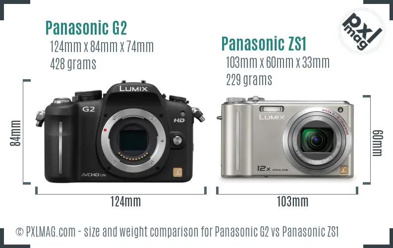 Panasonic G2 vs Panasonic ZS1 size comparison