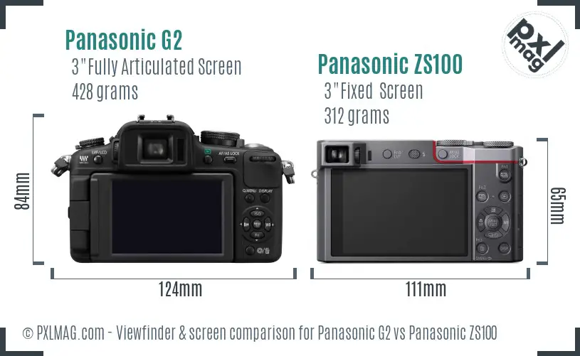 Panasonic G2 vs Panasonic ZS100 Screen and Viewfinder comparison