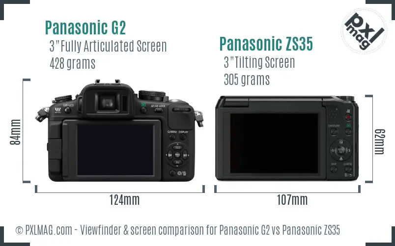Panasonic G2 vs Panasonic ZS35 Screen and Viewfinder comparison
