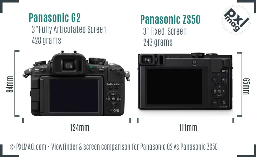 Panasonic G2 vs Panasonic ZS50 Screen and Viewfinder comparison