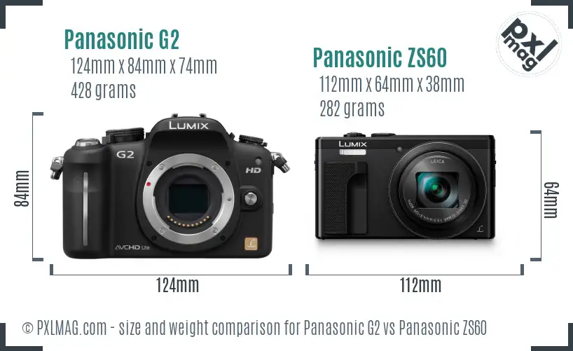 Panasonic G2 vs Panasonic ZS60 size comparison