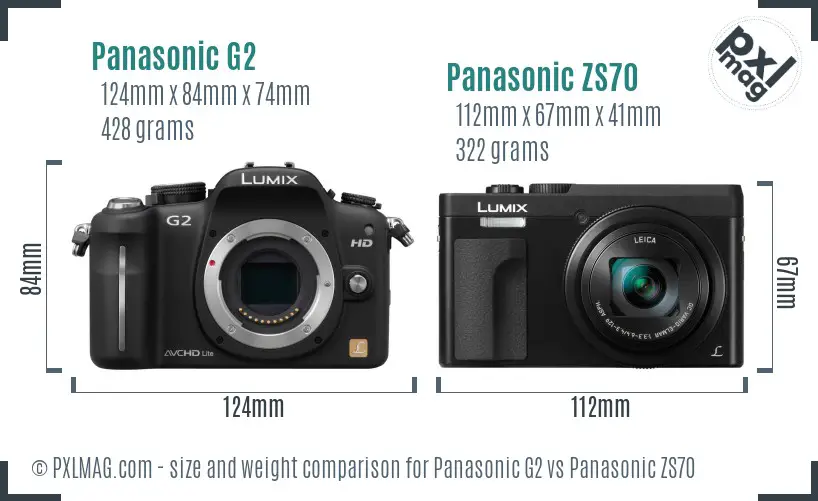 Panasonic G2 vs Panasonic ZS70 size comparison