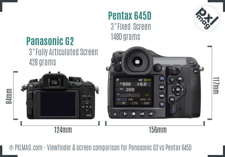 Panasonic G2 vs Pentax 645D Screen and Viewfinder comparison