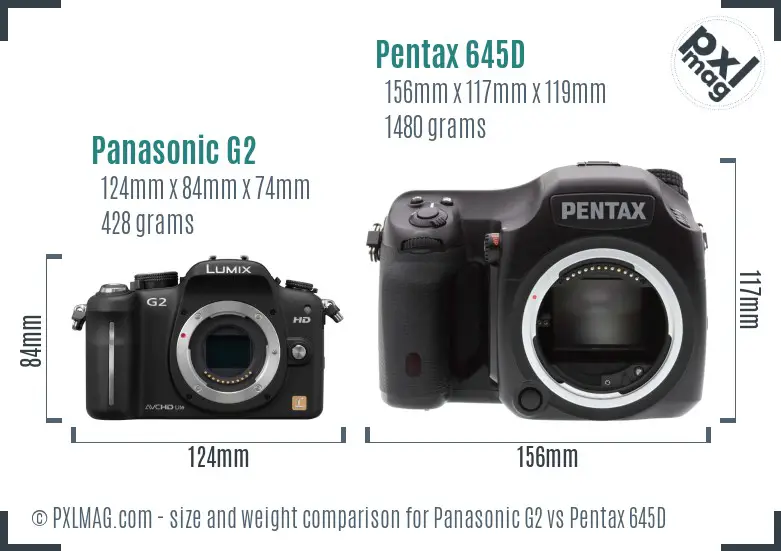 Panasonic G2 vs Pentax 645D size comparison