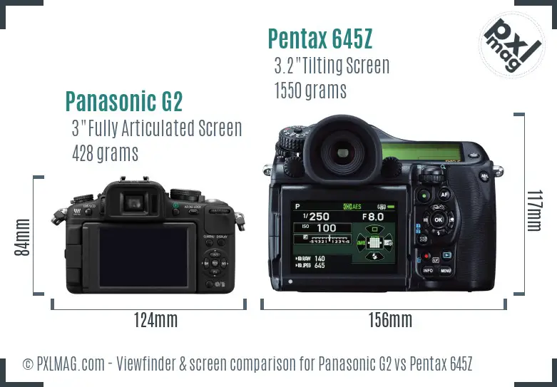 Panasonic G2 vs Pentax 645Z Screen and Viewfinder comparison