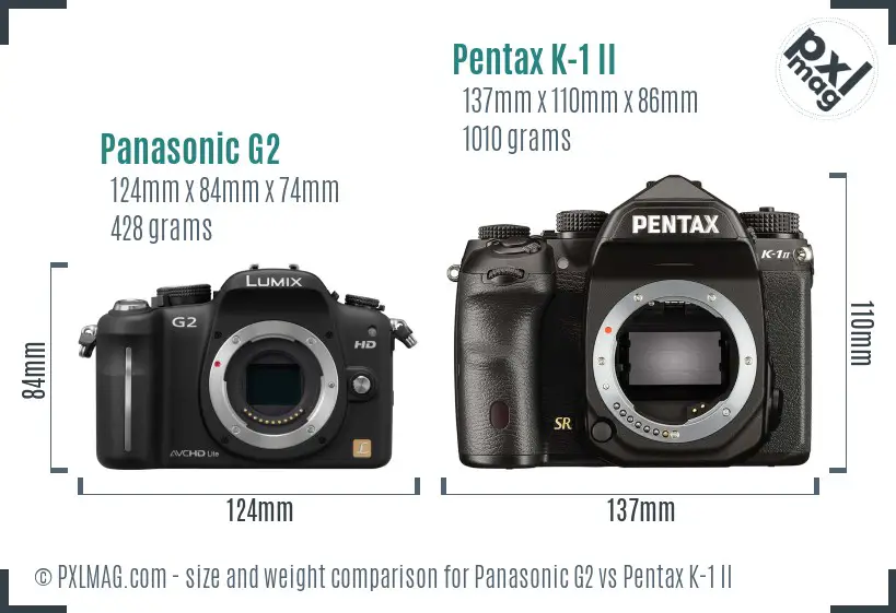 Panasonic G2 vs Pentax K-1 II size comparison