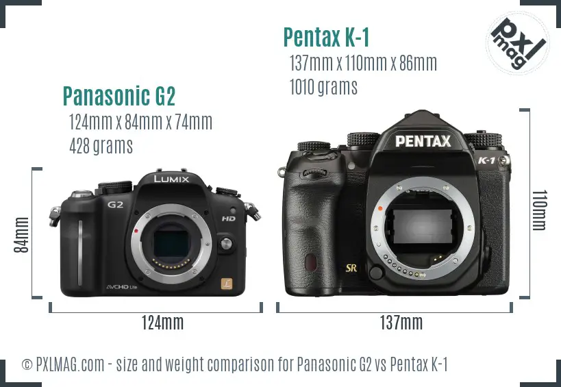Panasonic G2 vs Pentax K-1 size comparison