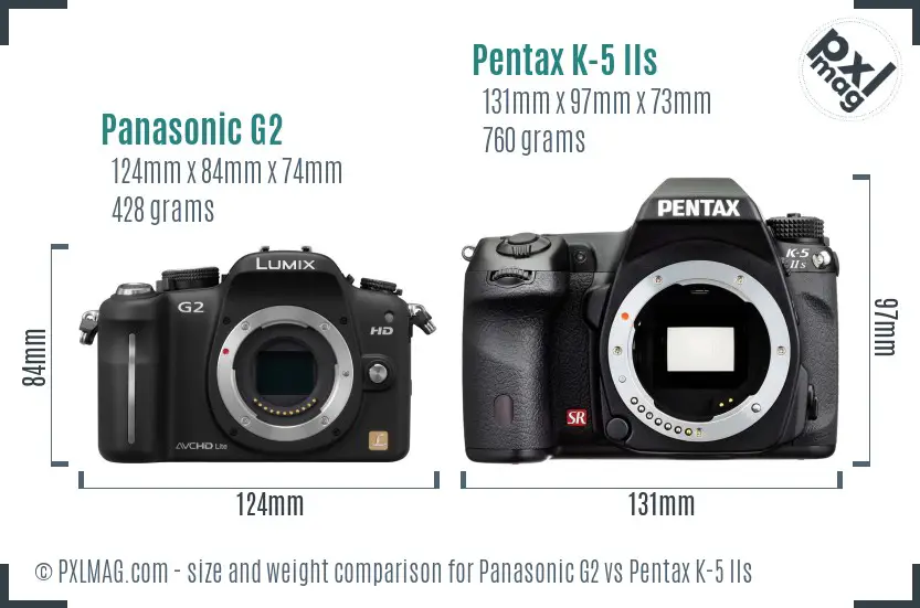 Panasonic G2 vs Pentax K-5 IIs size comparison
