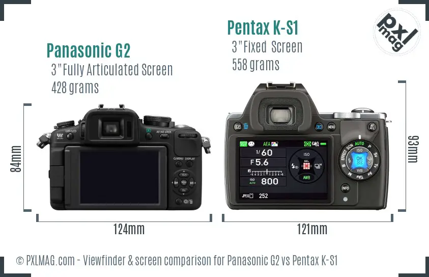 Panasonic G2 vs Pentax K-S1 Screen and Viewfinder comparison