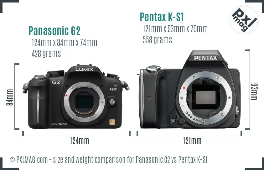 Panasonic G2 vs Pentax K-S1 size comparison