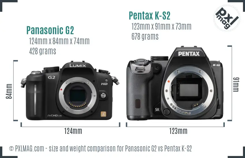 Panasonic G2 vs Pentax K-S2 size comparison