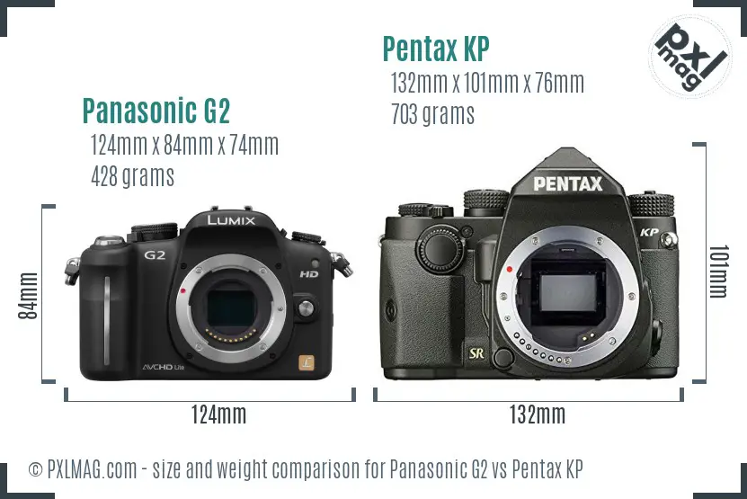 Panasonic G2 vs Pentax KP size comparison