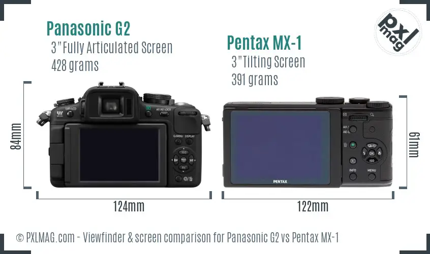 Panasonic G2 vs Pentax MX-1 Screen and Viewfinder comparison