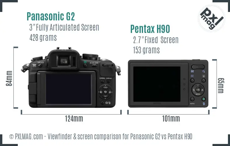 Panasonic G2 vs Pentax H90 Screen and Viewfinder comparison