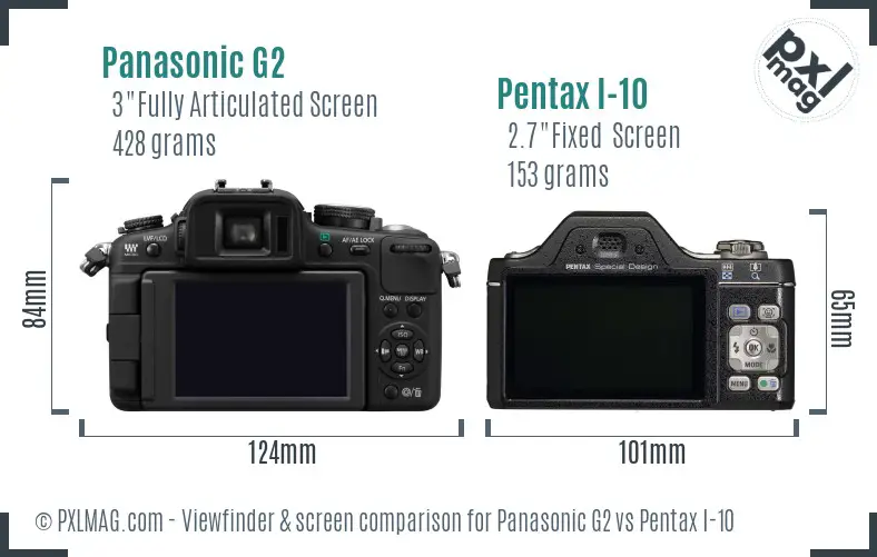 Panasonic G2 vs Pentax I-10 Screen and Viewfinder comparison