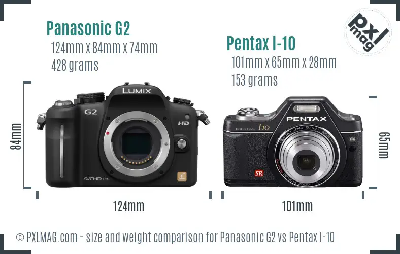 Panasonic G2 vs Pentax I-10 size comparison