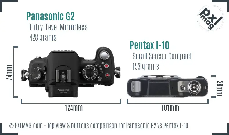 Panasonic G2 vs Pentax I-10 top view buttons comparison