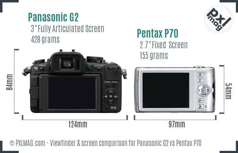 Panasonic G2 vs Pentax P70 Screen and Viewfinder comparison