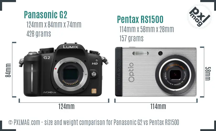 Panasonic G2 vs Pentax RS1500 size comparison