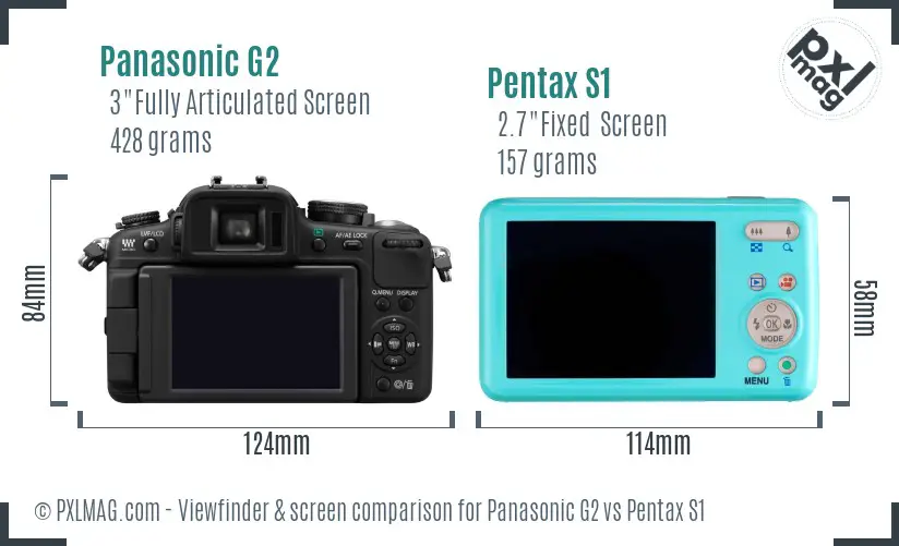 Panasonic G2 vs Pentax S1 Screen and Viewfinder comparison