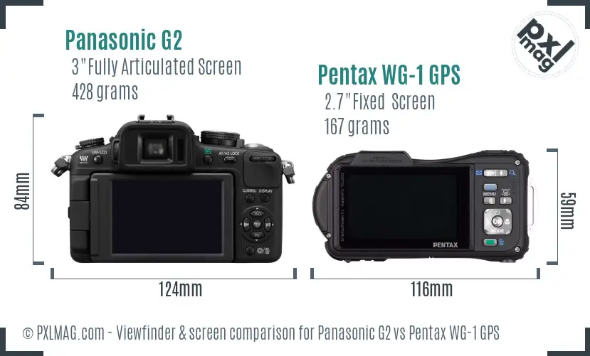 Panasonic G2 vs Pentax WG-1 GPS Screen and Viewfinder comparison