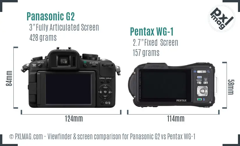 Panasonic G2 vs Pentax WG-1 Screen and Viewfinder comparison