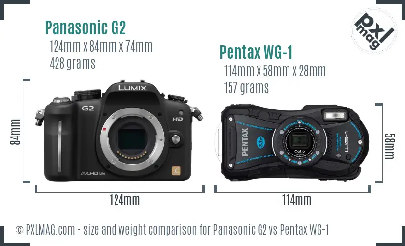 Panasonic G2 vs Pentax WG-1 size comparison