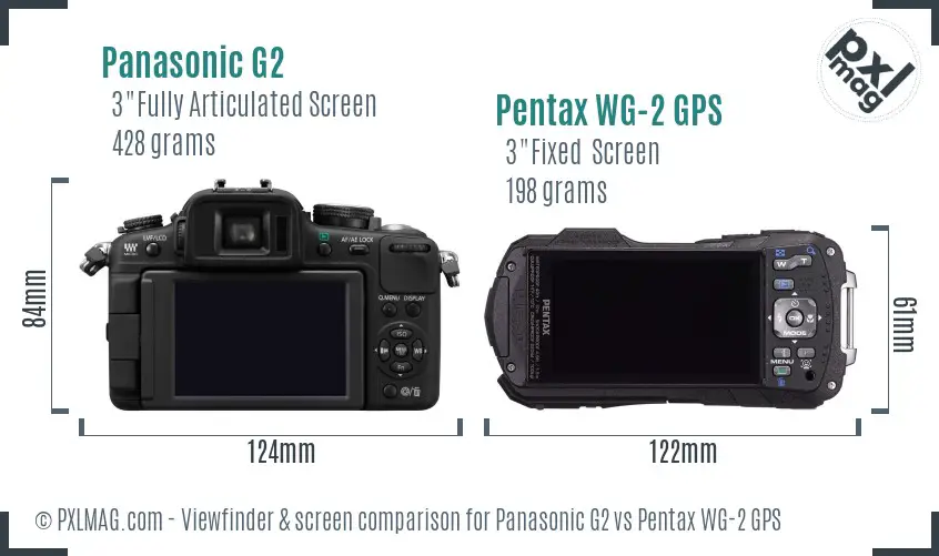 Panasonic G2 vs Pentax WG-2 GPS Screen and Viewfinder comparison