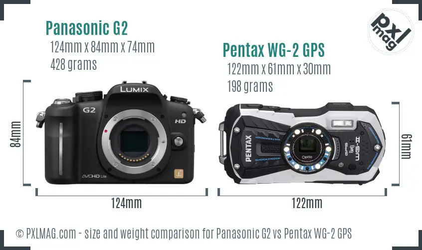 Panasonic G2 vs Pentax WG-2 GPS size comparison