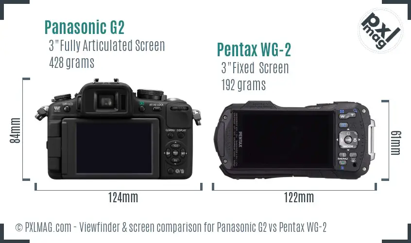 Panasonic G2 vs Pentax WG-2 Screen and Viewfinder comparison