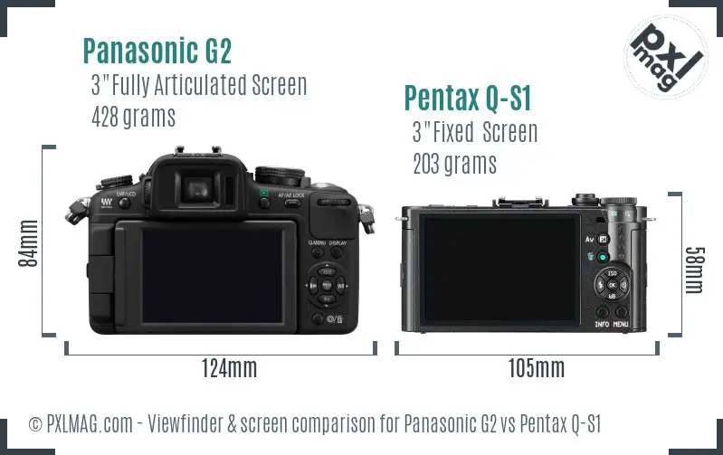 Panasonic G2 vs Pentax Q-S1 Screen and Viewfinder comparison