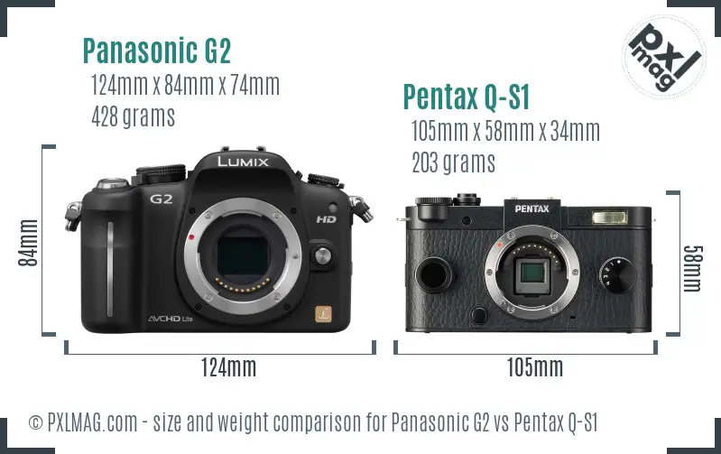 Panasonic G2 vs Pentax Q-S1 size comparison