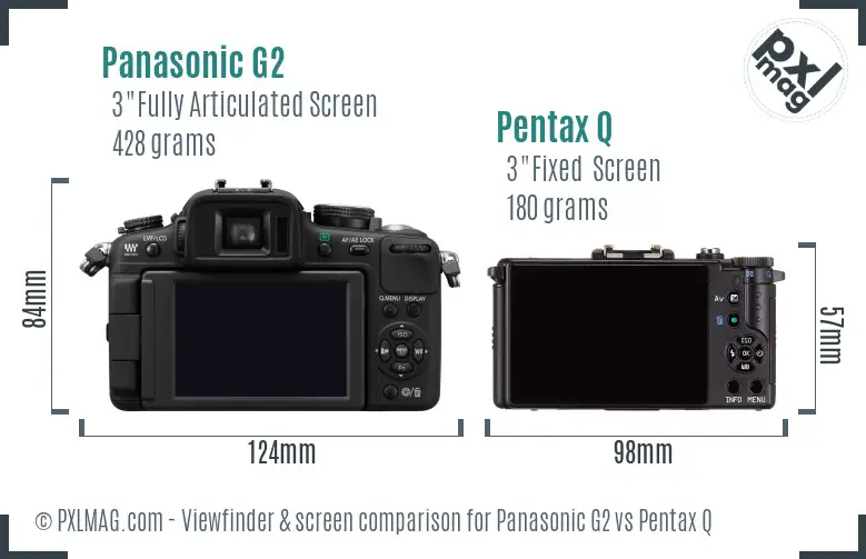 Panasonic G2 vs Pentax Q Screen and Viewfinder comparison