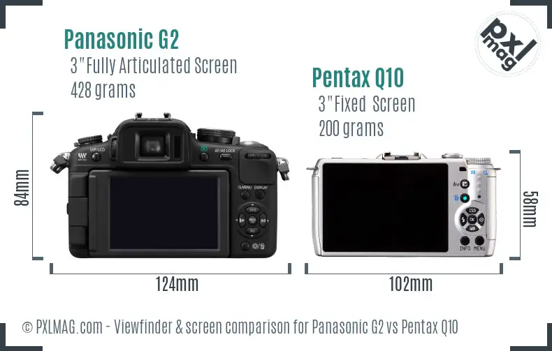 Panasonic G2 vs Pentax Q10 Screen and Viewfinder comparison